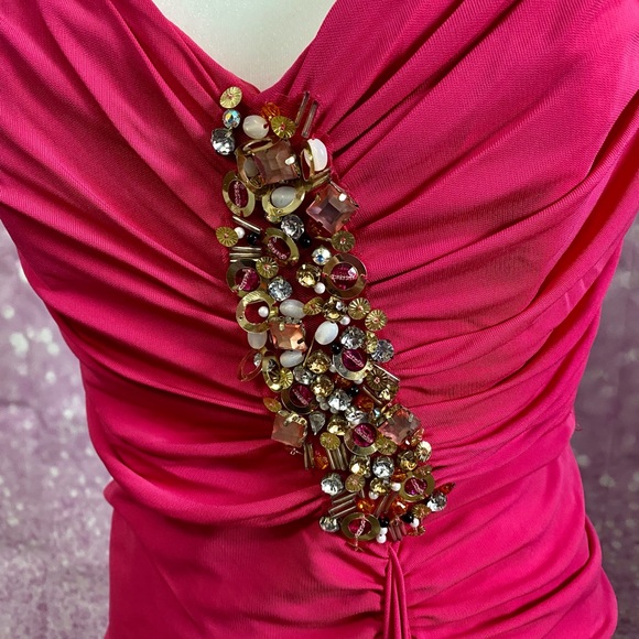 NWT Badgley Mischka strapless with sequin/rhinestone cascade PROM CRUISE GALA - Picture 2 of 16